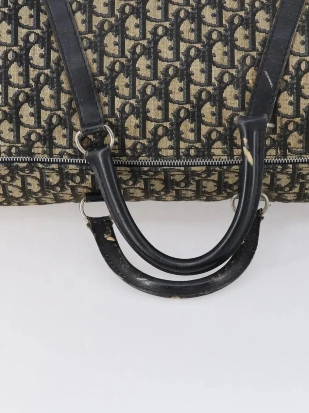 Christian Dior Trotter Canvas Boston Bag Navy Silver - Picture 9 of 15